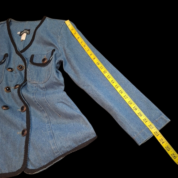 Vintage Blue Denim Embellished Jacket Blazer, Tickets California, Women Size 9 - Picture 16 of 16